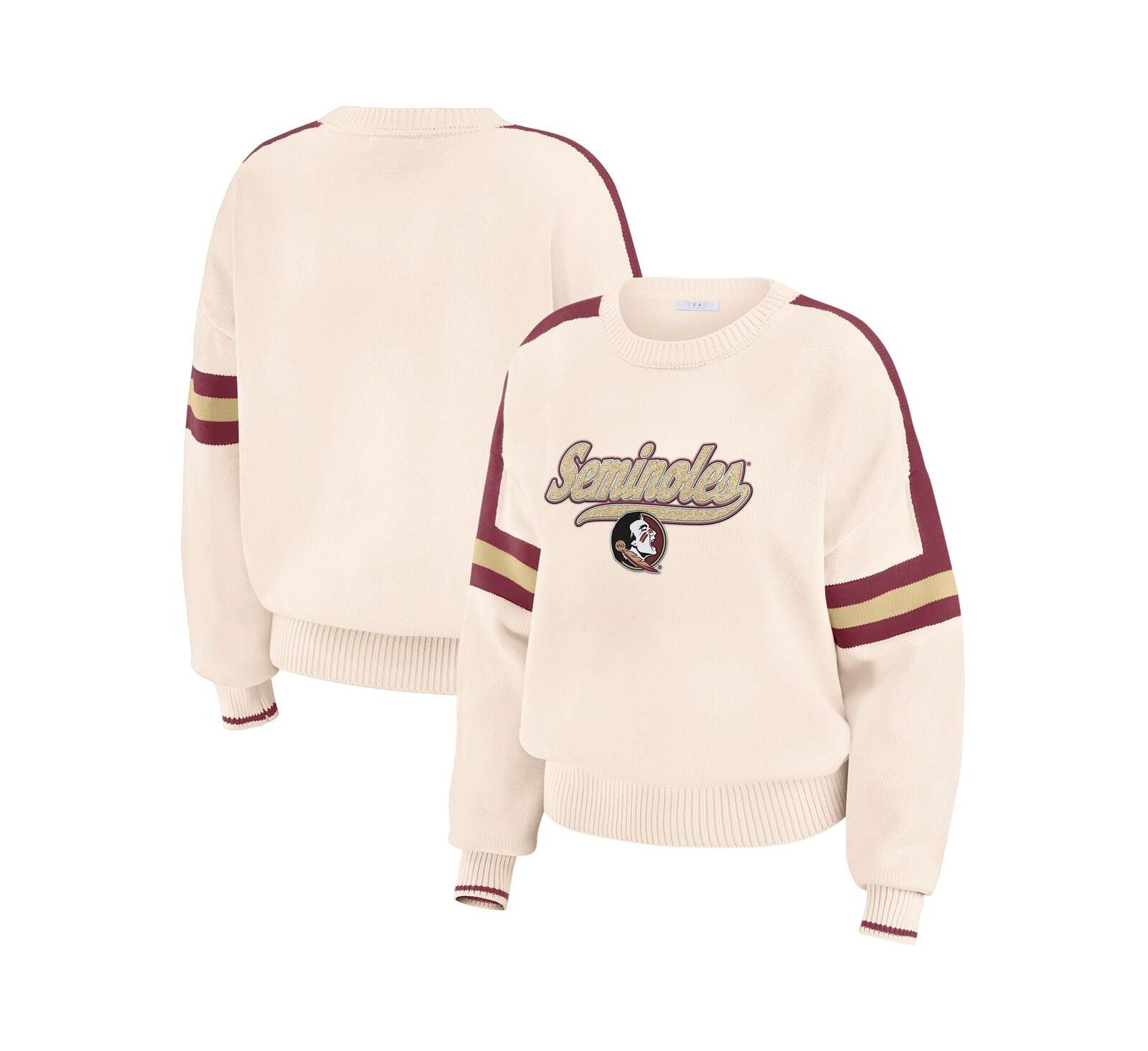 Женский джемпер WEAR by Erin Andrews Florida State Seminoles Chenille Woven Patch Stripe