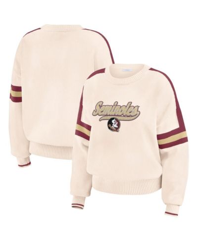 Женский джемпер WEAR by Erin Andrews Florida State Seminoles Chenille Woven Patch Stripe