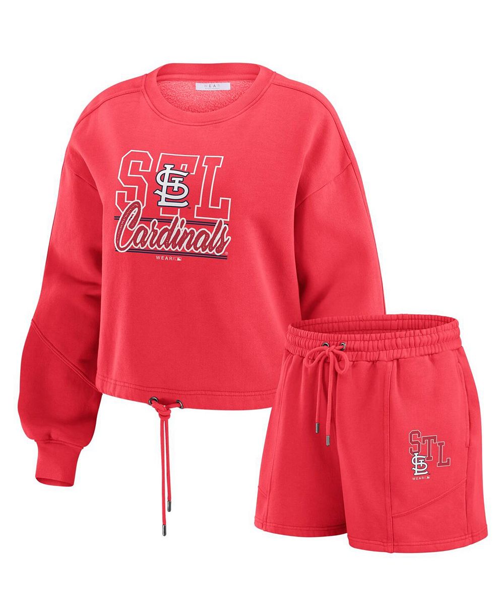 Женский комплект для отдыха WEAR by Erin Andrews St. Louis Cardinals Washed Fleece Sweatshirt & Shorts Red