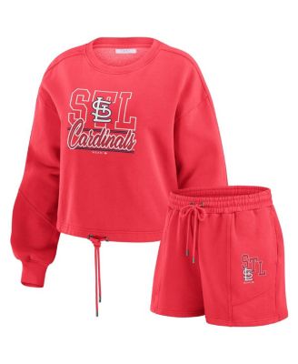 Женский комплект для отдыха WEAR by Erin Andrews St. Louis Cardinals Washed Fleece Sweatshirt & Shorts Red