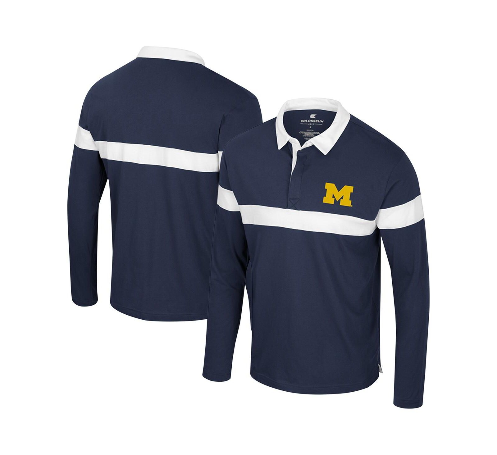 Colosseum Men's Navy Michigan Wolverines Too Cool For School Long Sleeve Polo Shirt