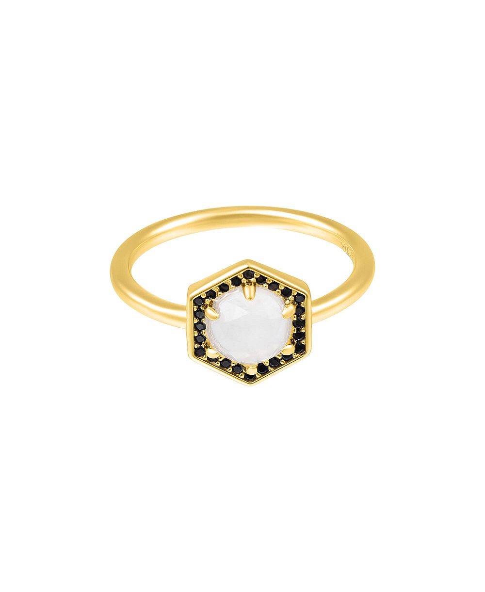 Adornia Fine Moonstone Hexagon Ring vermeil