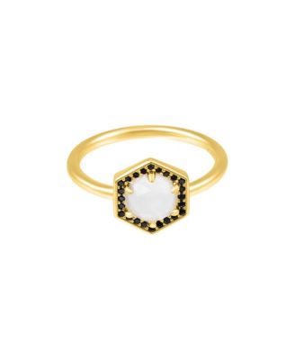 Adornia Fine Moonstone Hexagon Ring vermeil