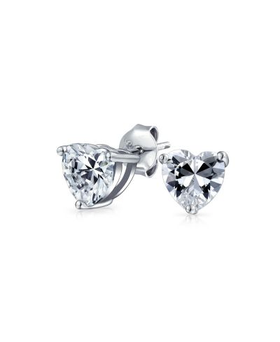 Bling Jewelry серьги-гвоздики с кубическим цирконием в форме сердца, 0.925 Sterling Silver
