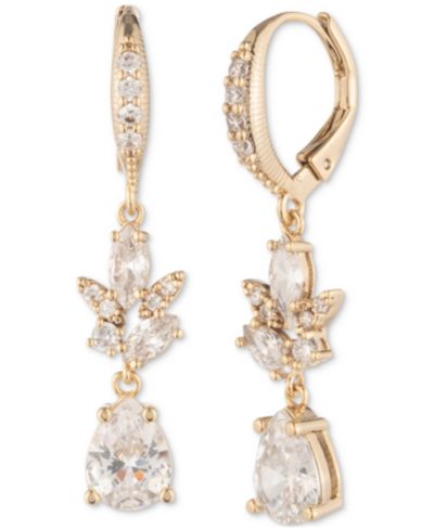 Серьги-подвески Givenchy с цирконием золотистого цвета