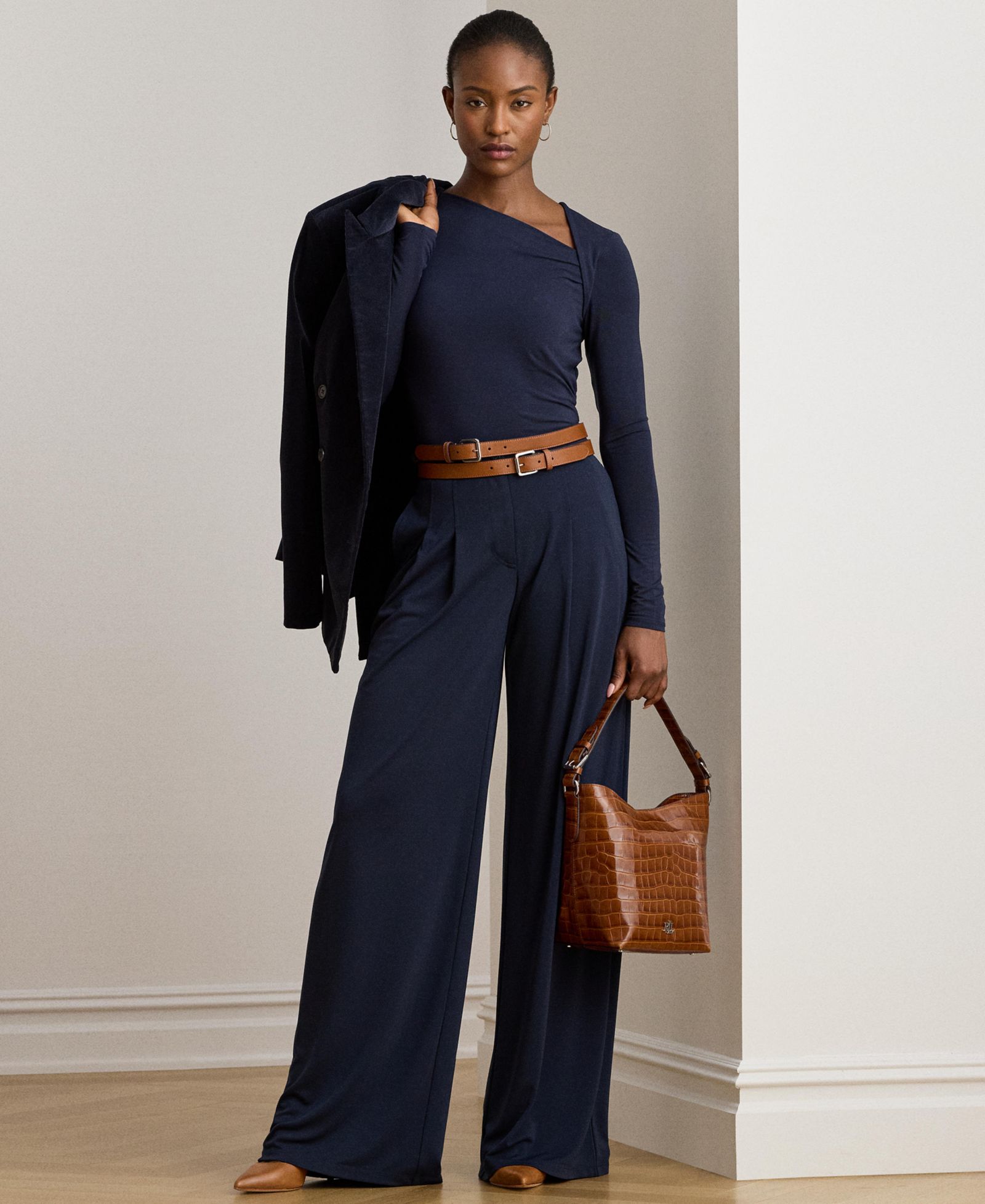 Женские широкие брюки Lauren Ralph Lauren Pleated Stretch Jersey