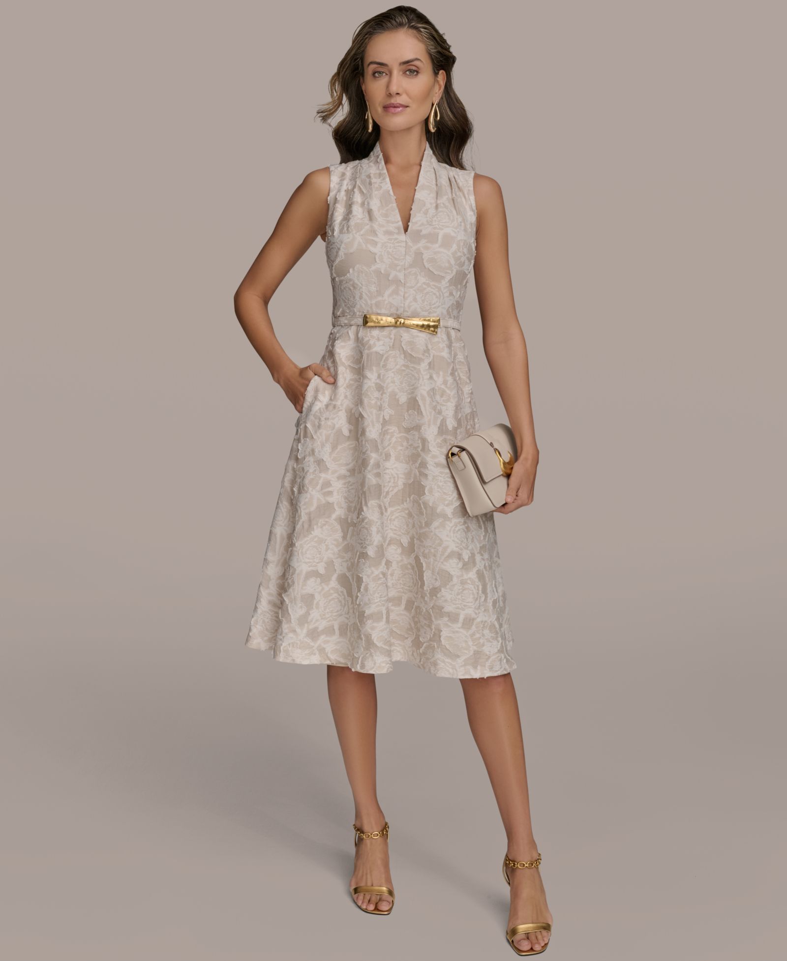 Женское платье Donna Karan New York Belted Jacquard