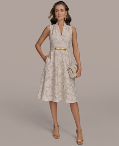 Donna Karan New York Women's Belted Jacquard Dress