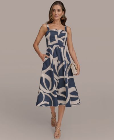 Женское платье Donna Karan New York Printed A-Line Midi