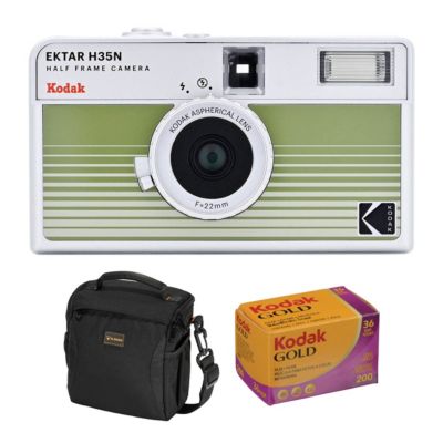 Kodak EKTAR H35N Half Frame Film Camera Striped Bundle с Kodacolor Gold 200 35mm Color Negative Roll Film и Slinger Alpine Shoulder Bag