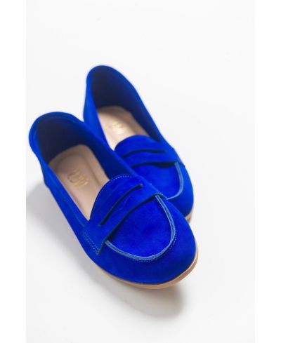 Dark blue suede leather