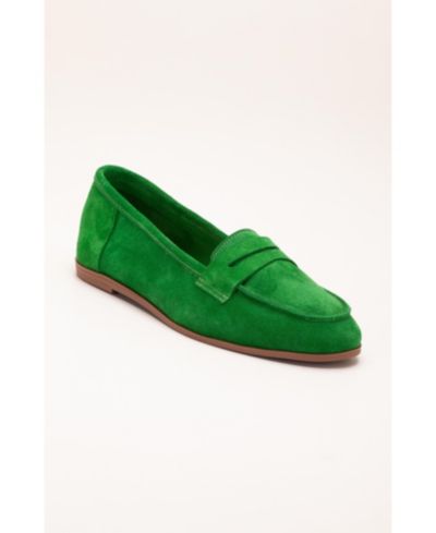 Green suede leather