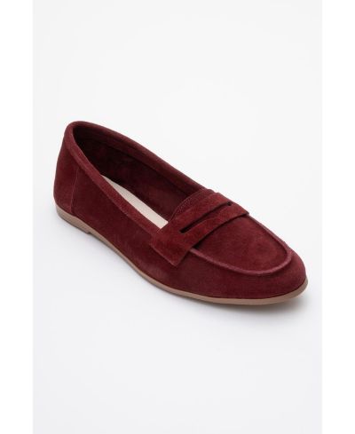Burgundy suede leather