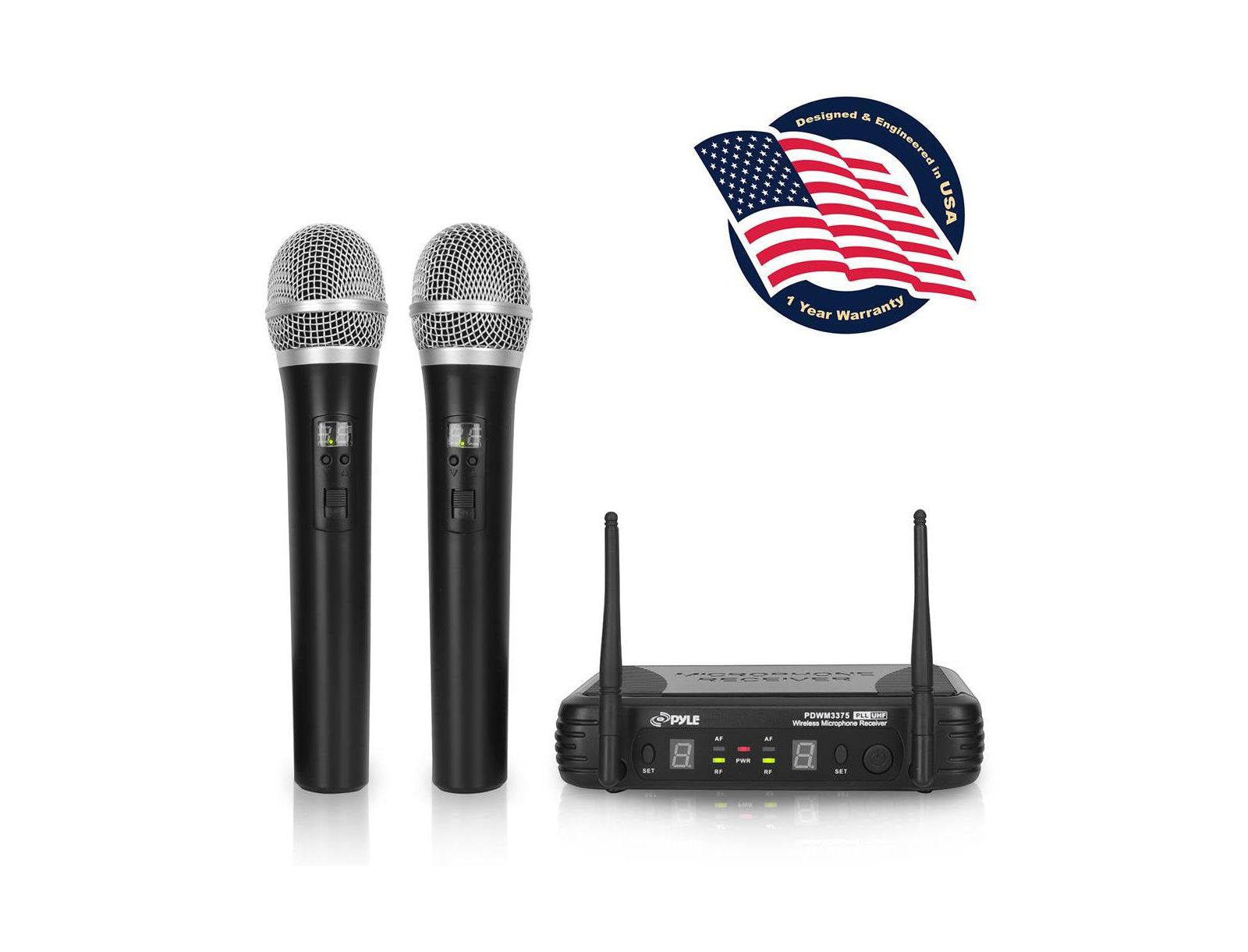Pyle Premier Series 2-Channel UHF Wireless Handheld Microphone System