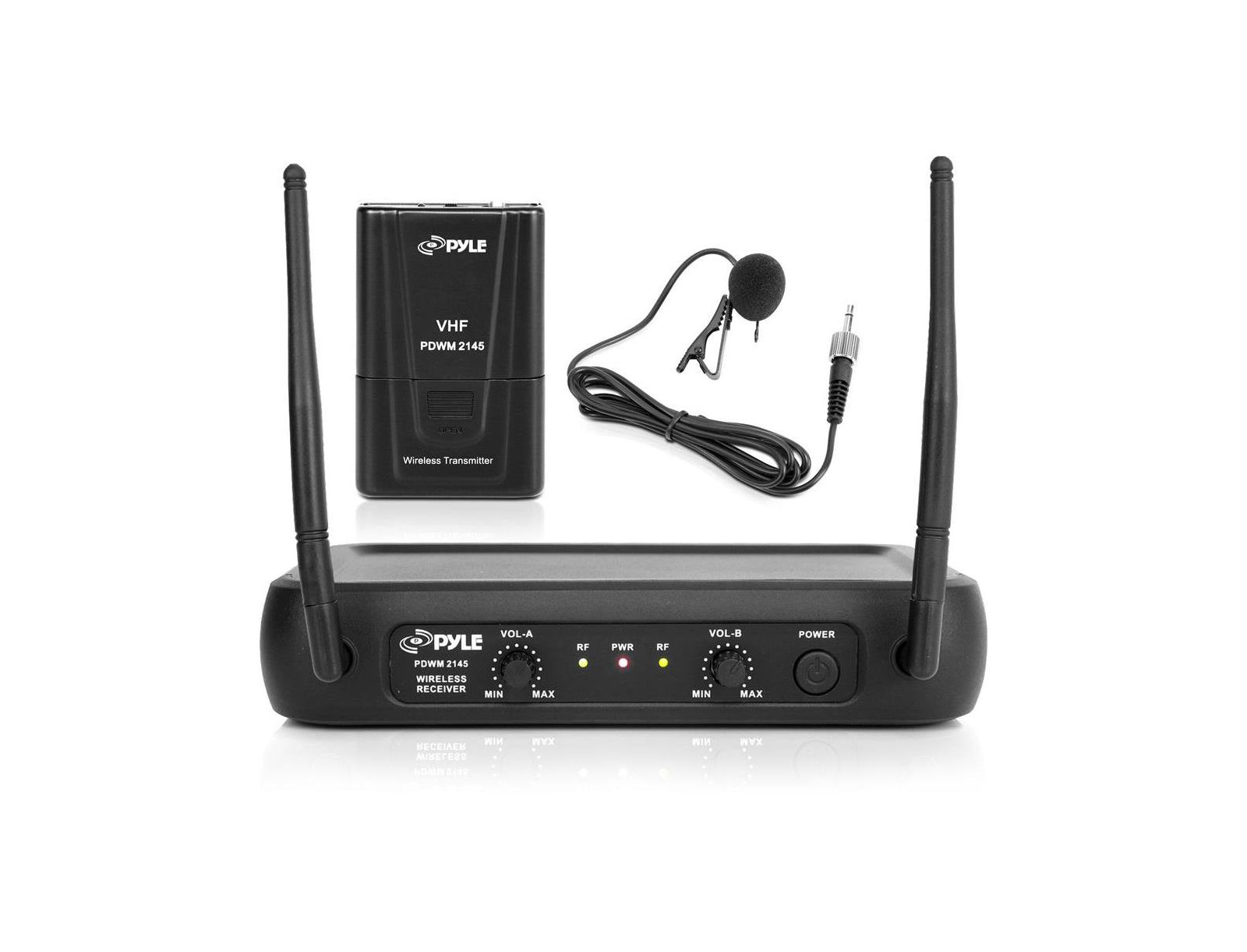 Pyle Wireless VHF Microphone System with Adjustable Volume Control