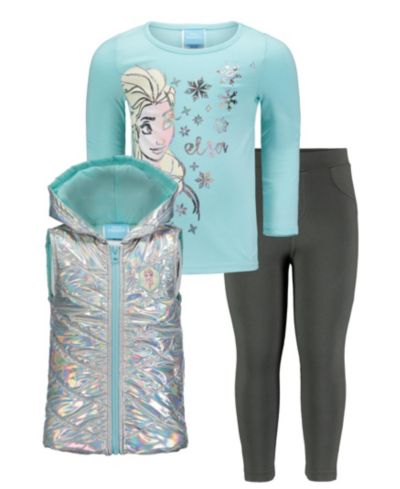 Комплект из 3 предметов Frozen Girls Zip Up Vest T-Shirt и Leggings
