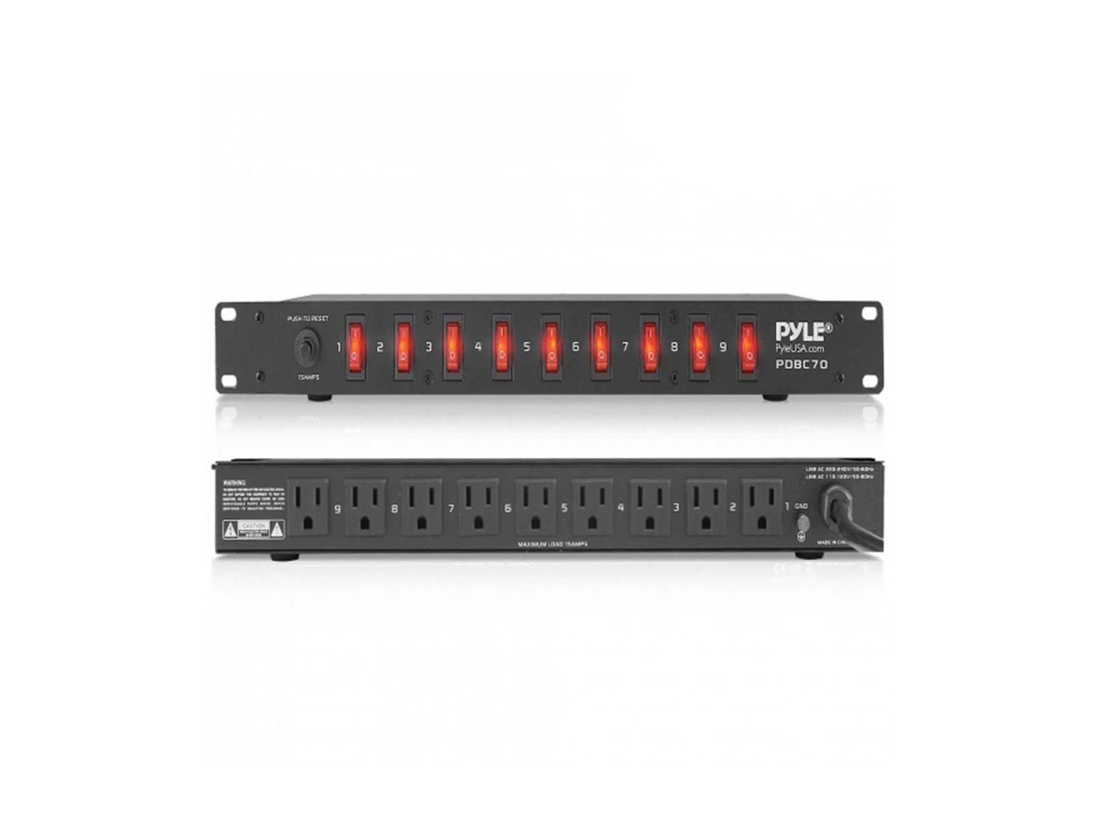 Pyle 15 Amp Rack-Mount 9-Outlet Power Supply