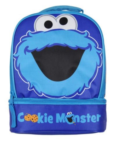 Sesame Street Cookie Monster Dual-Compartment Insulated Lunch Box Bag Tote 10"