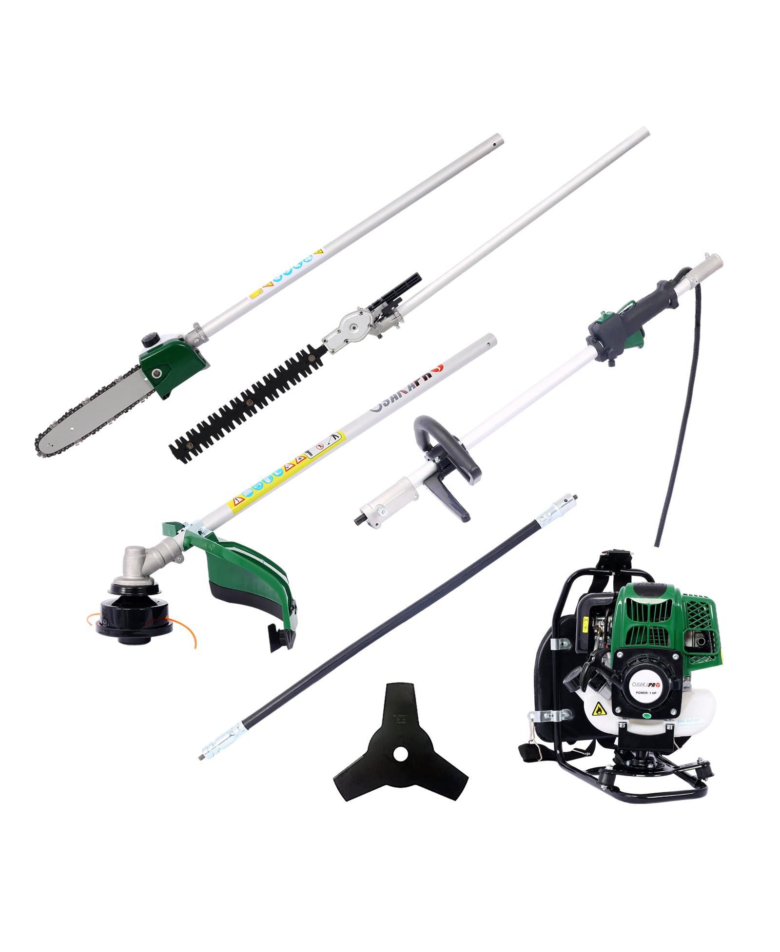 Flynama Backpack 4 in 1 Multi-Functional Trimming Tool, 31CC 4-stroke Garden Tool System with Gas Pole Saw, Hedge Trimmer, Grass Trimmer