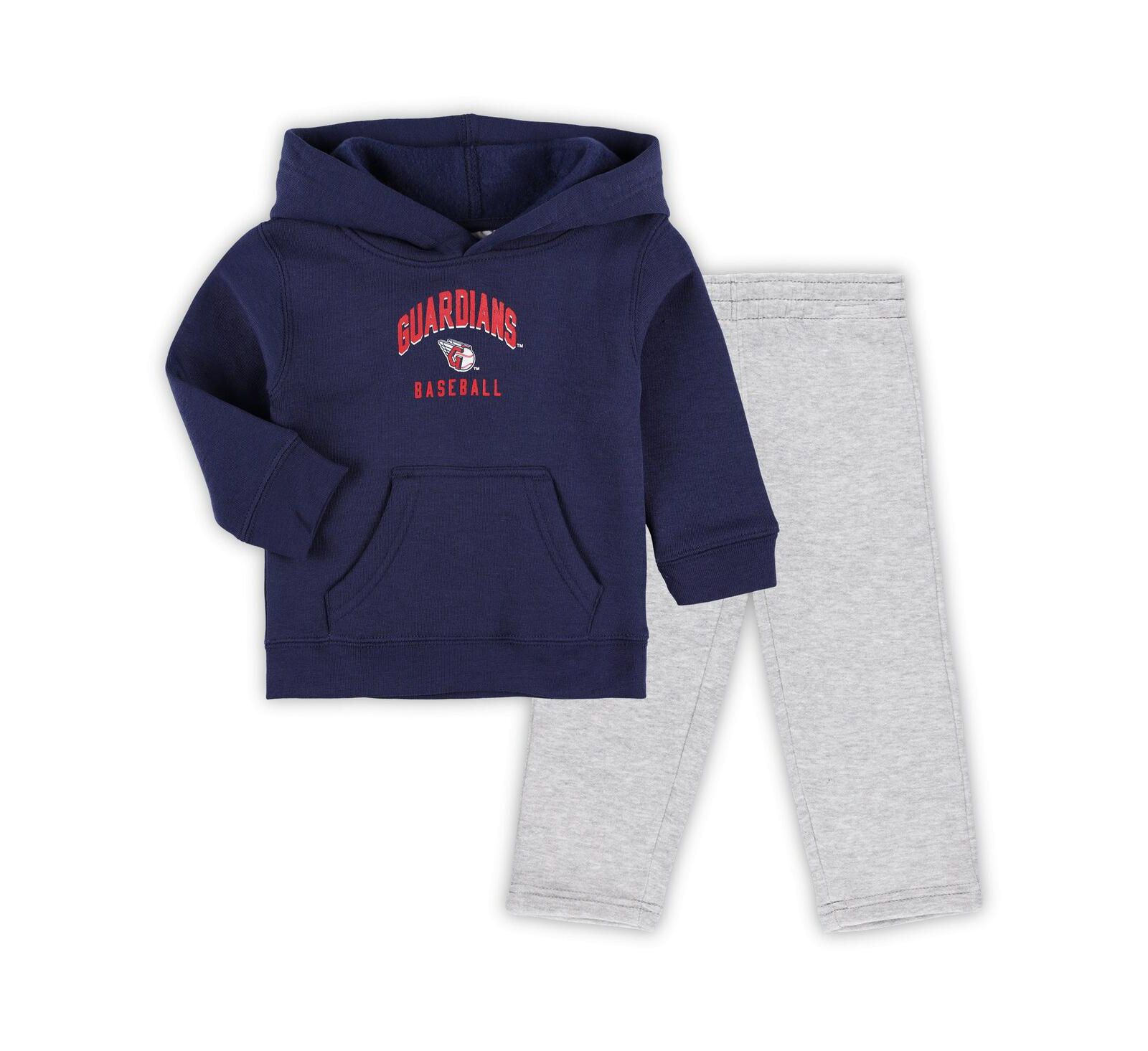Детский комплект Outerstuff Cleveland Guardians: худи и брюки Navy/Heather Gray