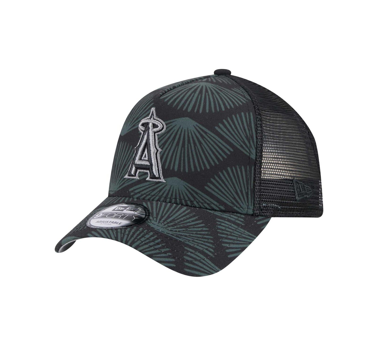 New Era Men's Black Los Angeles Angels 9FORTY A-Frame Trucker Adjustable Hat