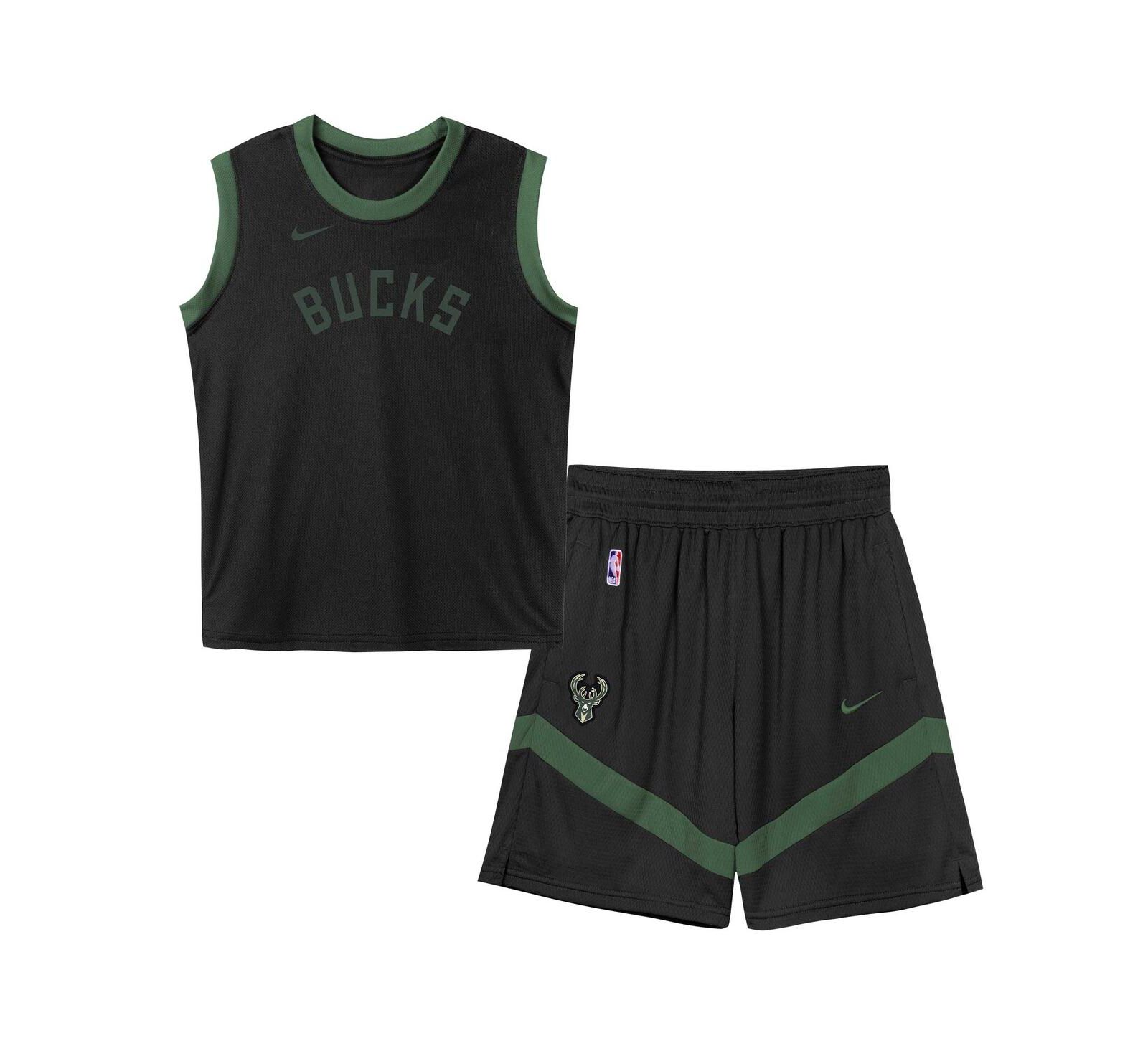 Детский комплект Nike: сетка майка и шорты Milwaukee Bucks, черный