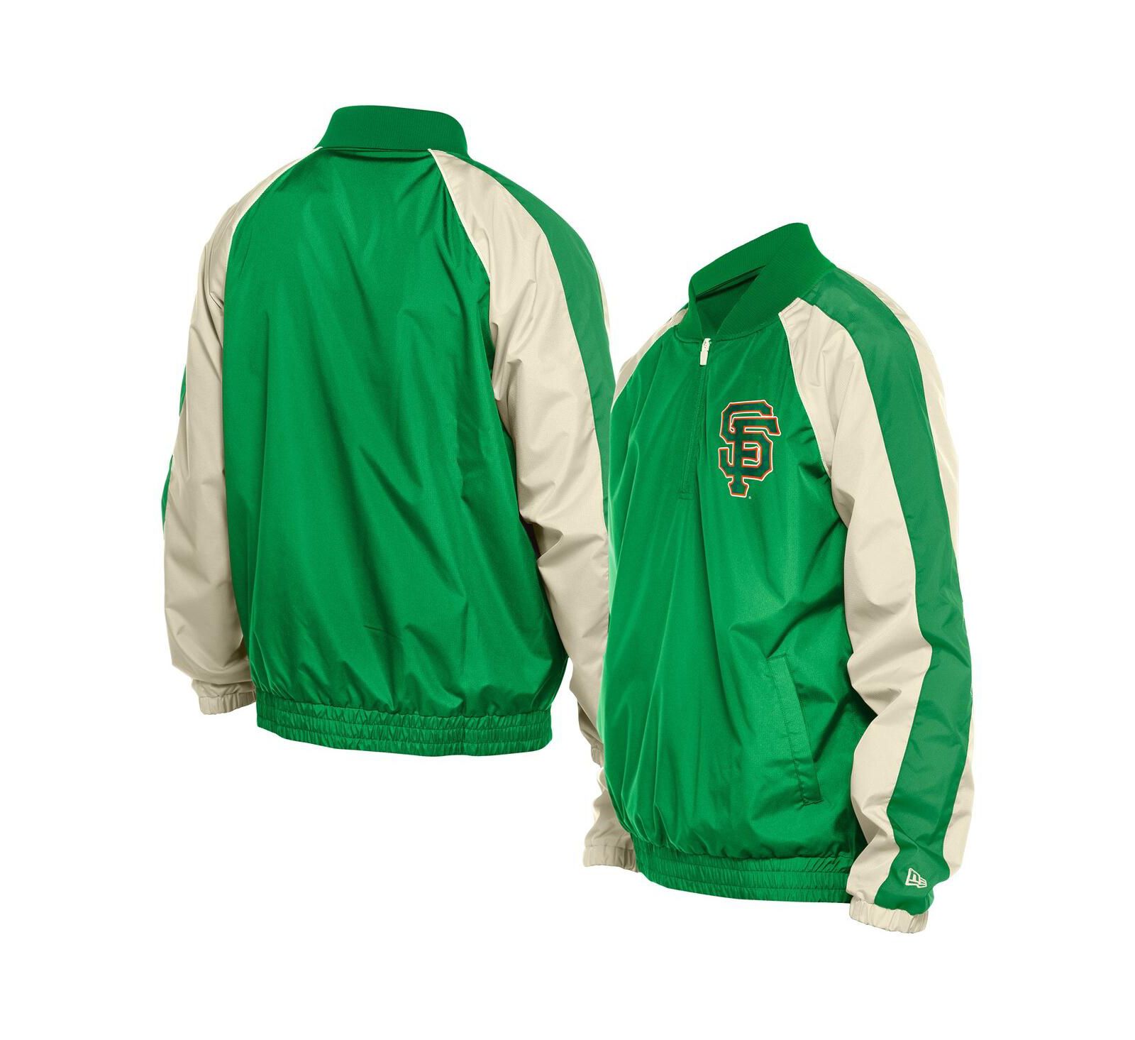 New Era Men's Kelly Green San Francisco Giants Ripstop Raglan Quarter-Zip Hoodie Windbreaker Jacket