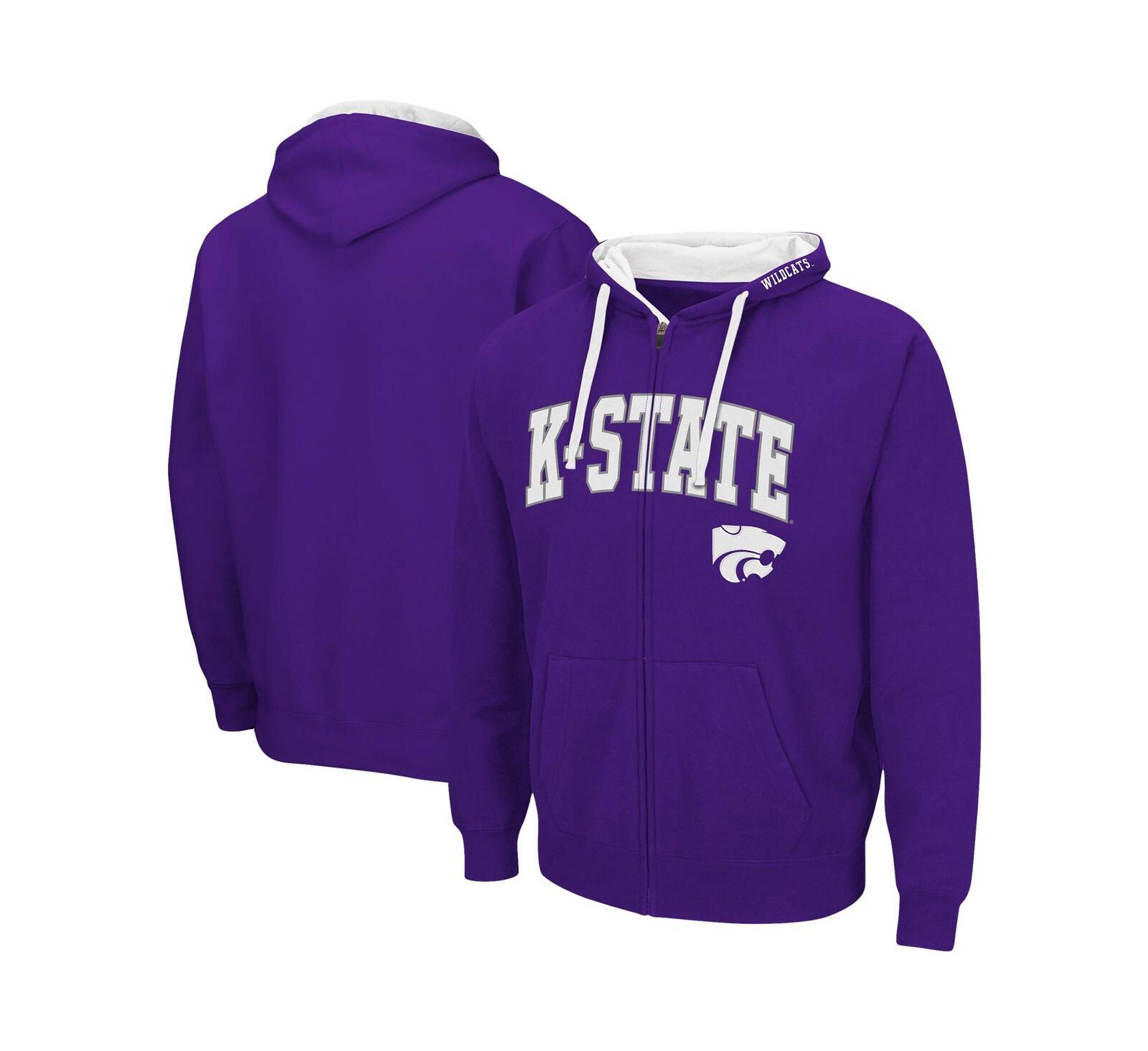 Мужской худи Colosseum Purple Kansas State Wildcats Big & Tall Full-Zip