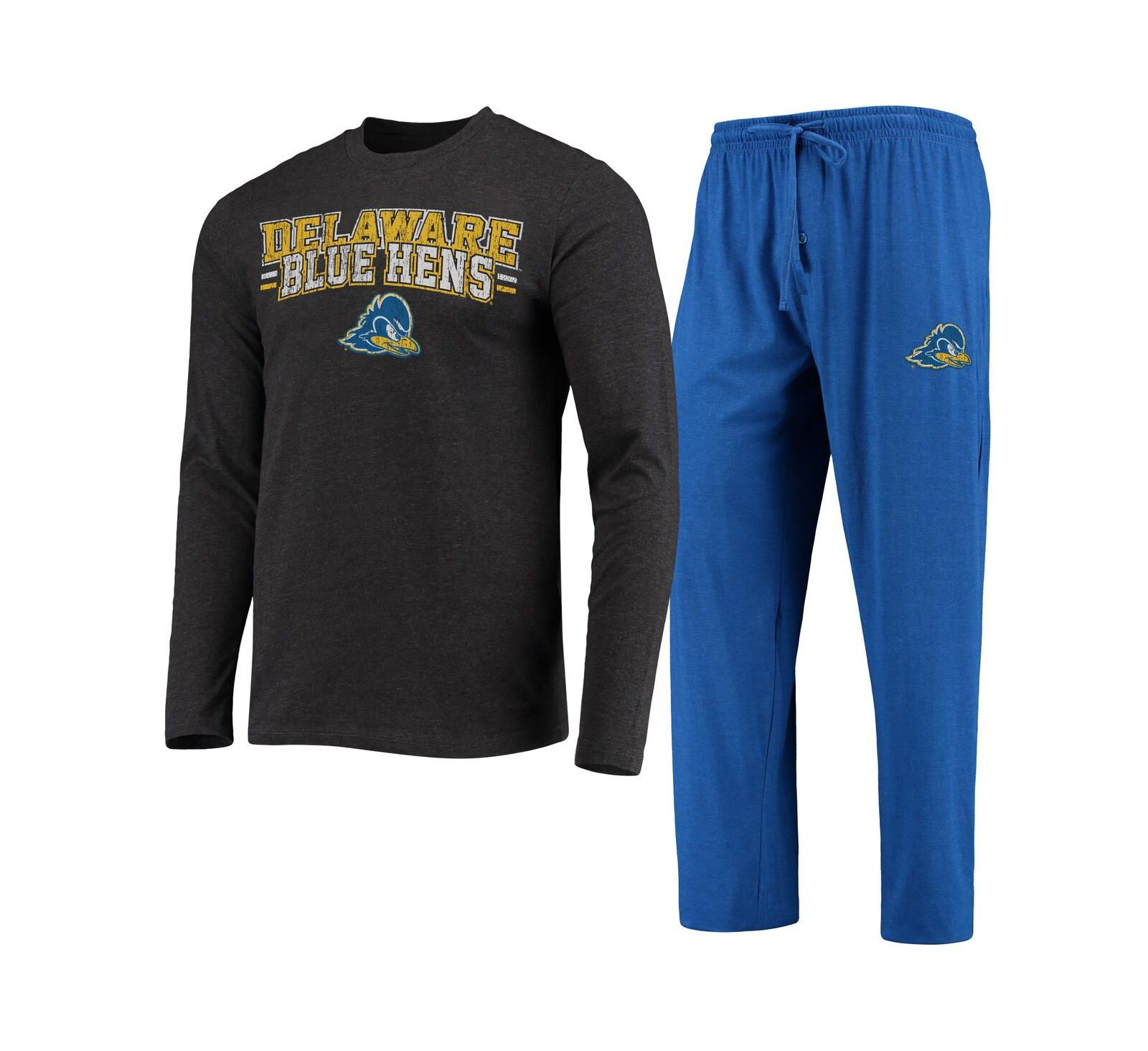 Concepts Sport Men's Royal/Heathered Charcoal Delaware Fightin' Blue Hens Meter Long Sleeve T-Shirt and Pants