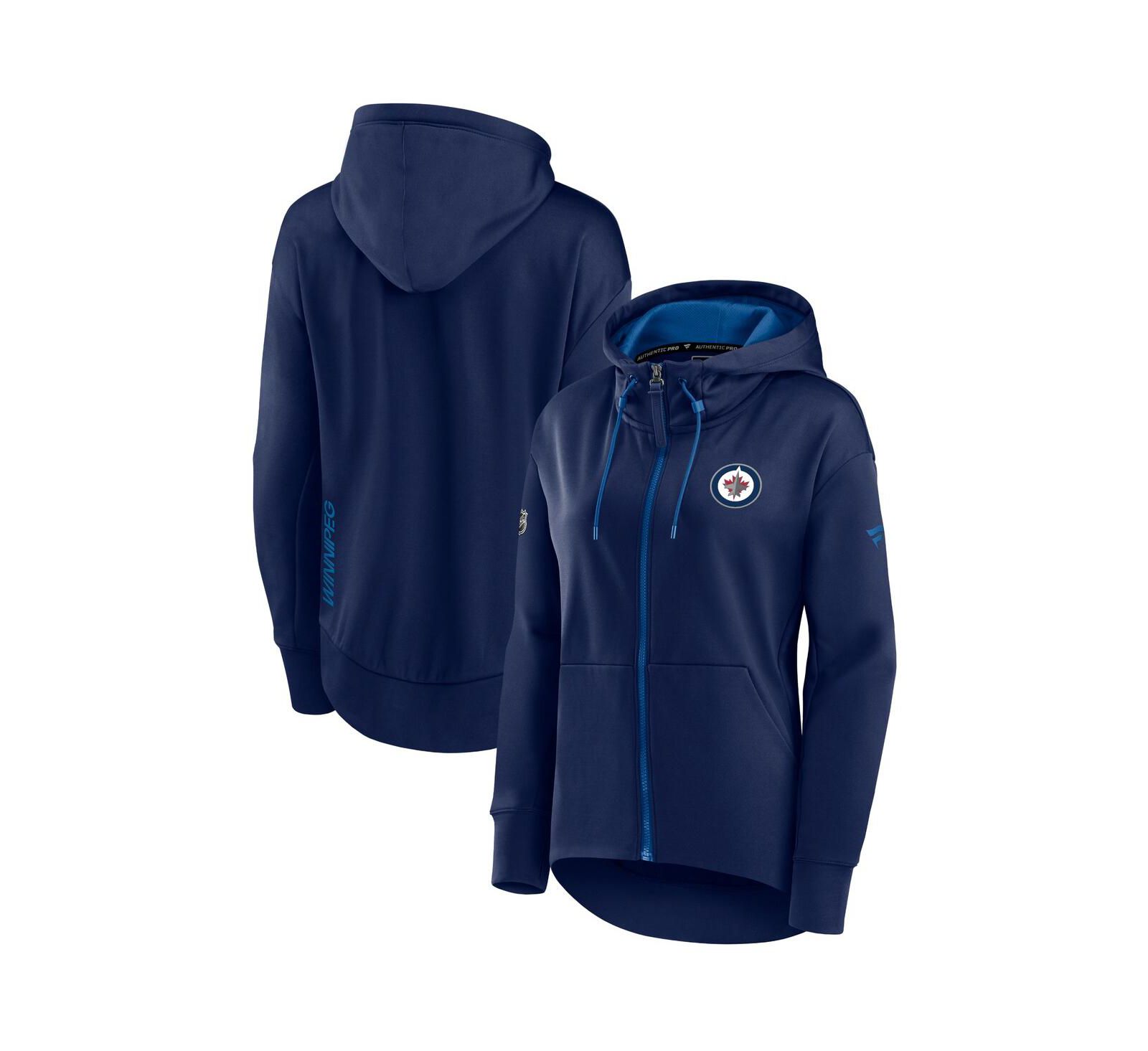Худи Fanatics Women's Navy Winnipeg Jets Authentic Pro Rink Full-Zip