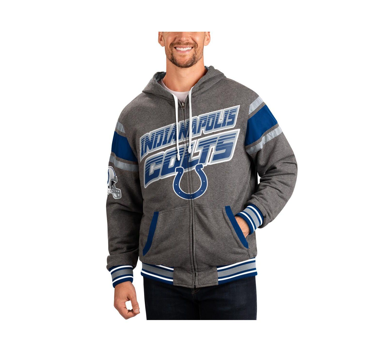 G-III Sports by Carl Banks Men's Royal/Gray Indianapolis Colts Extreme Full Back Reversible Hoodie Full-Zip Jacket