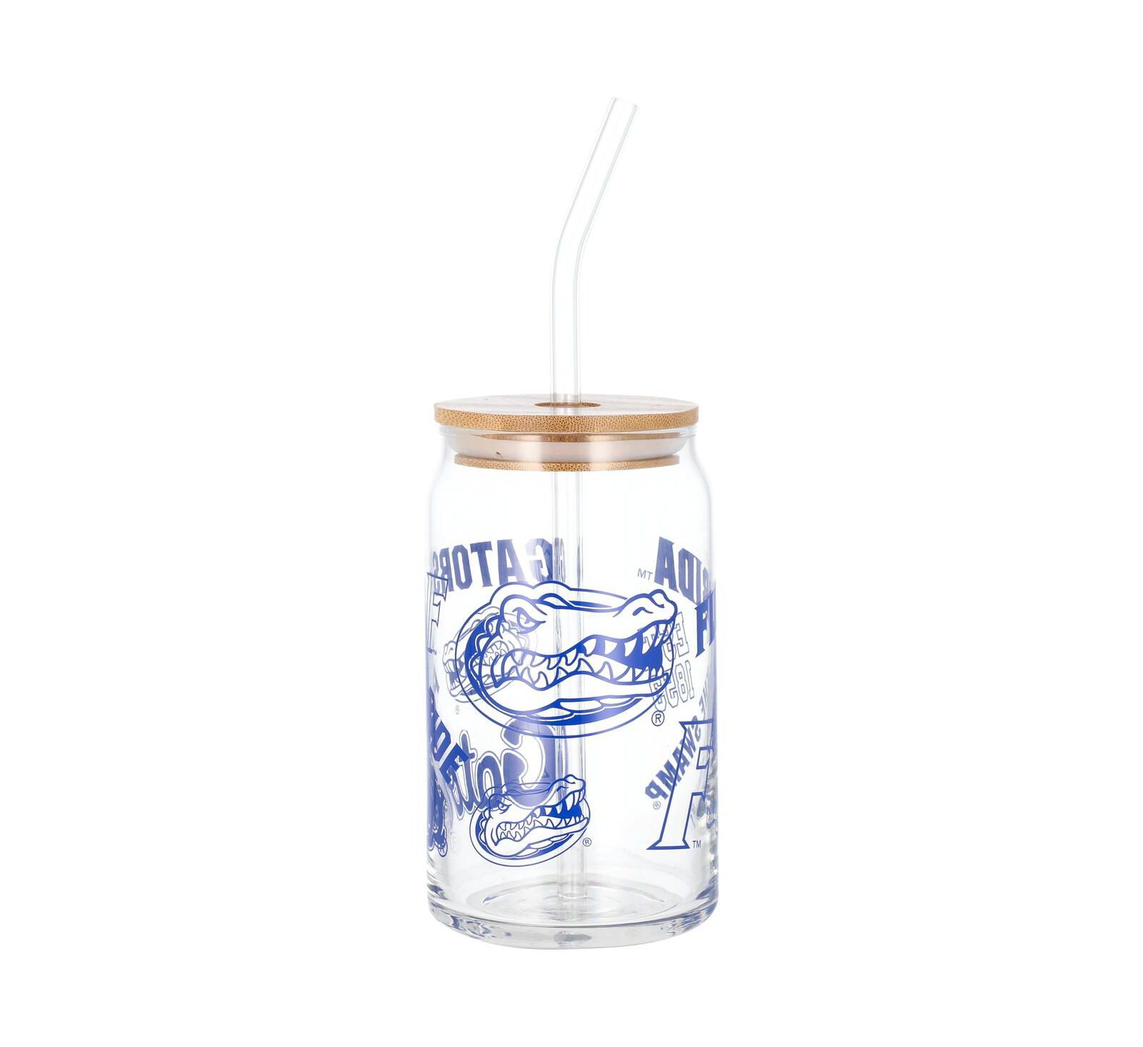 Indigo Falls Florida Gators 16oz. Can Glass with Straw