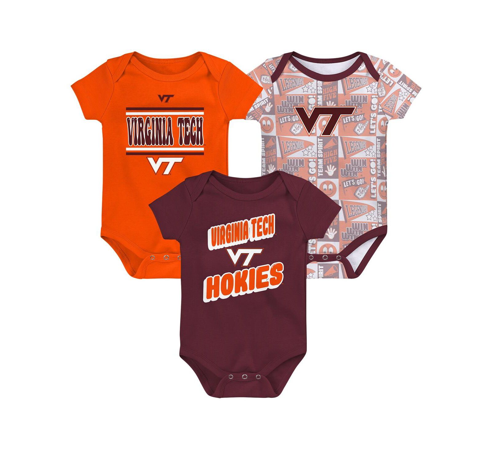 Набор боди Outerstuff Newborn Maroon Virginia Tech Hokies Sunday Comics, 3 шт