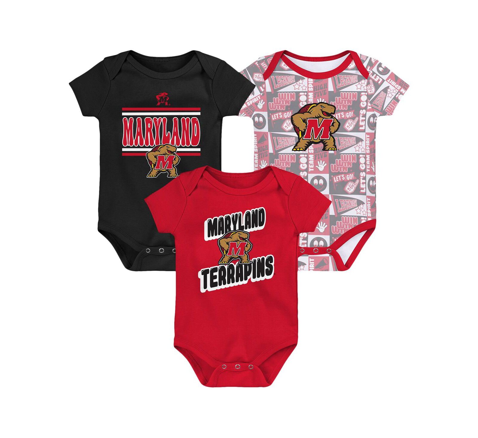 Outerstuff Newborn Red Maryland Terrapins Sunday Comics Bodysuit 3-pack