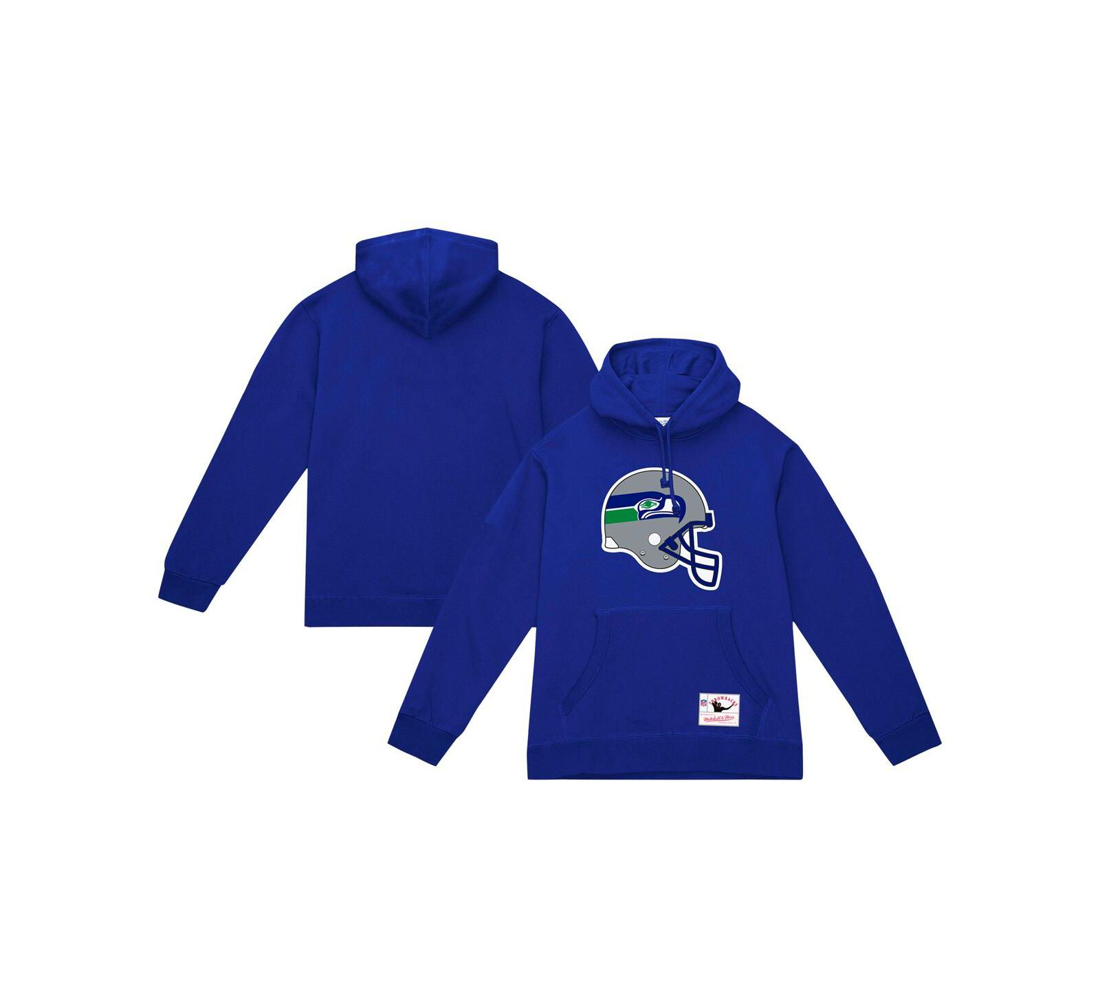 Мужское худи Mitchell & Ness College Navy Seattle Seahawks Helmet Logo Vintage Pullover