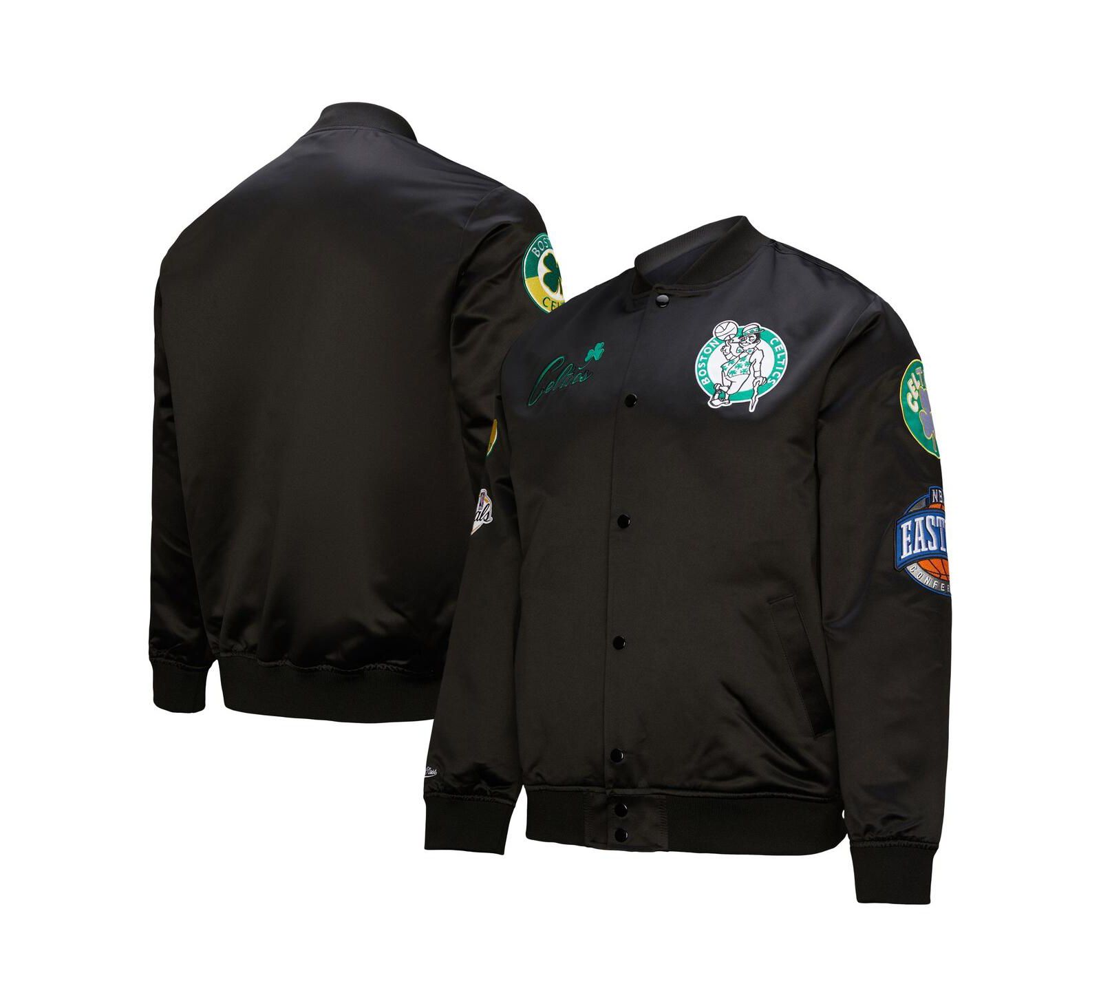Мужская куртка Mitchell & Ness Black Boston Celtics Hardwood Classics Blackout Collection на молнии