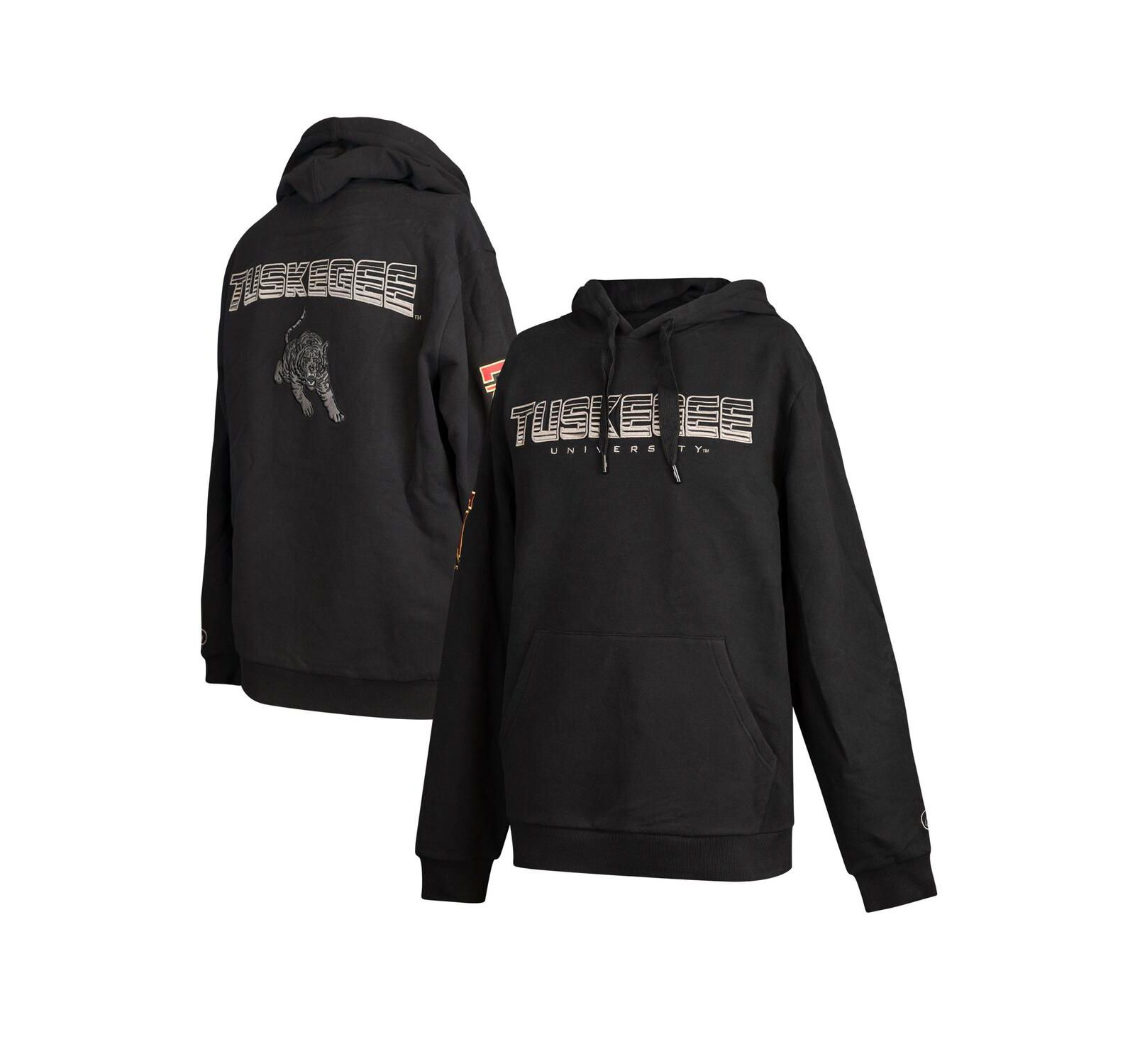 FISLL Men's Black Tuskegee Golden Tigers Puff Print Sliced Pullover Hoodie