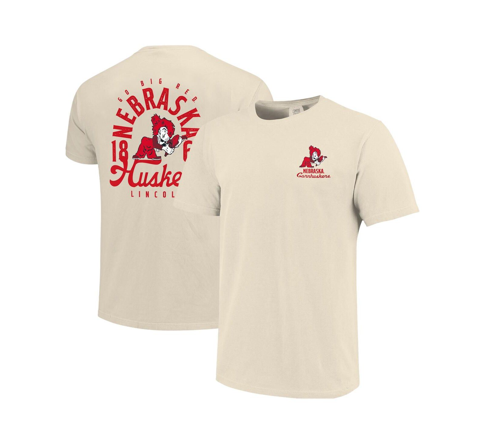 Image One Men's Cream Nebraska Huskers Comfort Colors Mascot Overlay T-Shirt
