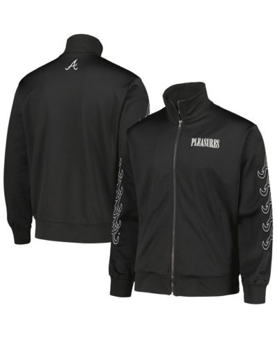 PLEASURES Men's Black Atlanta Braves Pitcher Full-Zip Track Jacket
