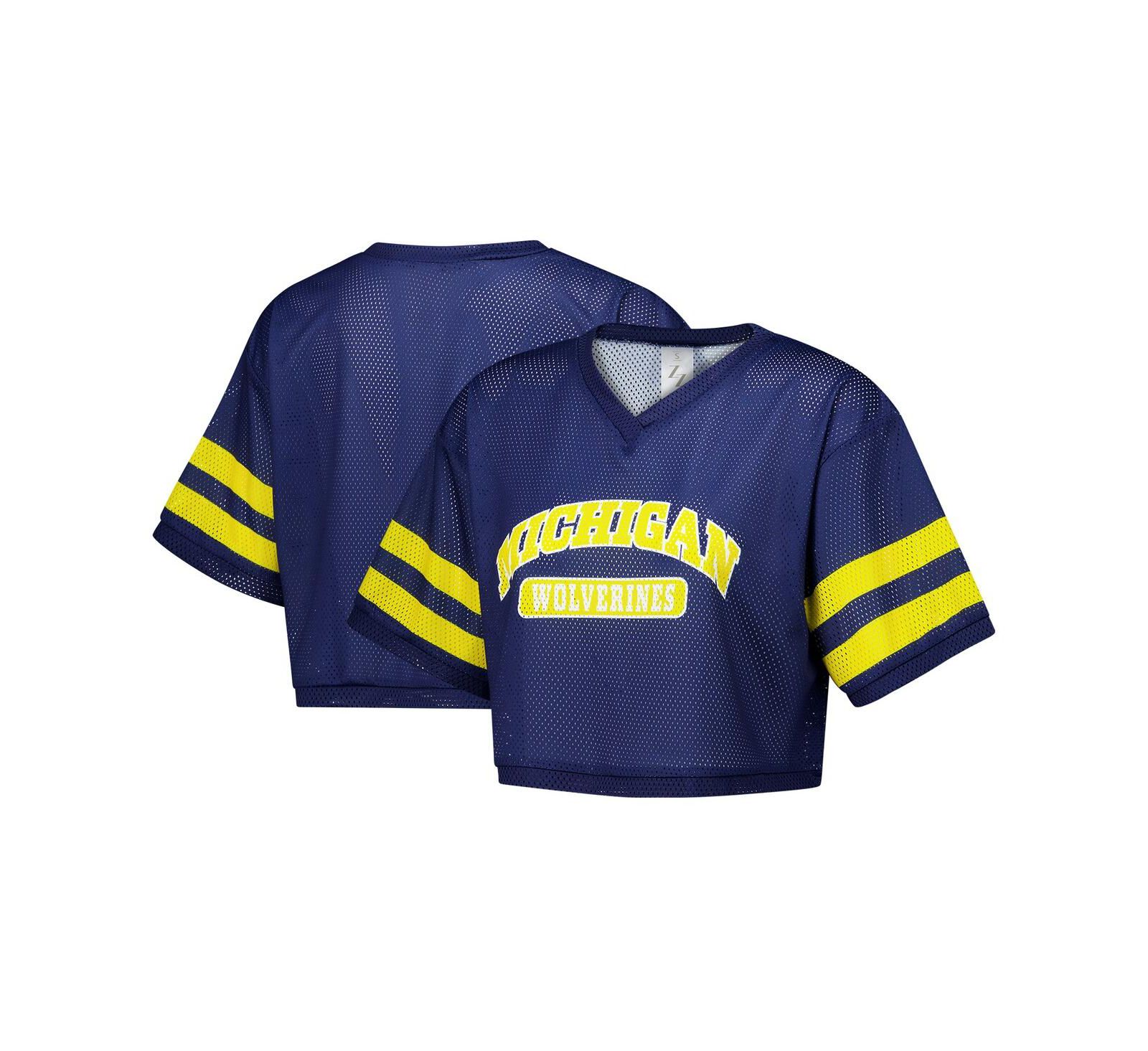 ZooZatz женская укороченная футболка с V-образным вырезом Michigan Wolverines, темно-синяя