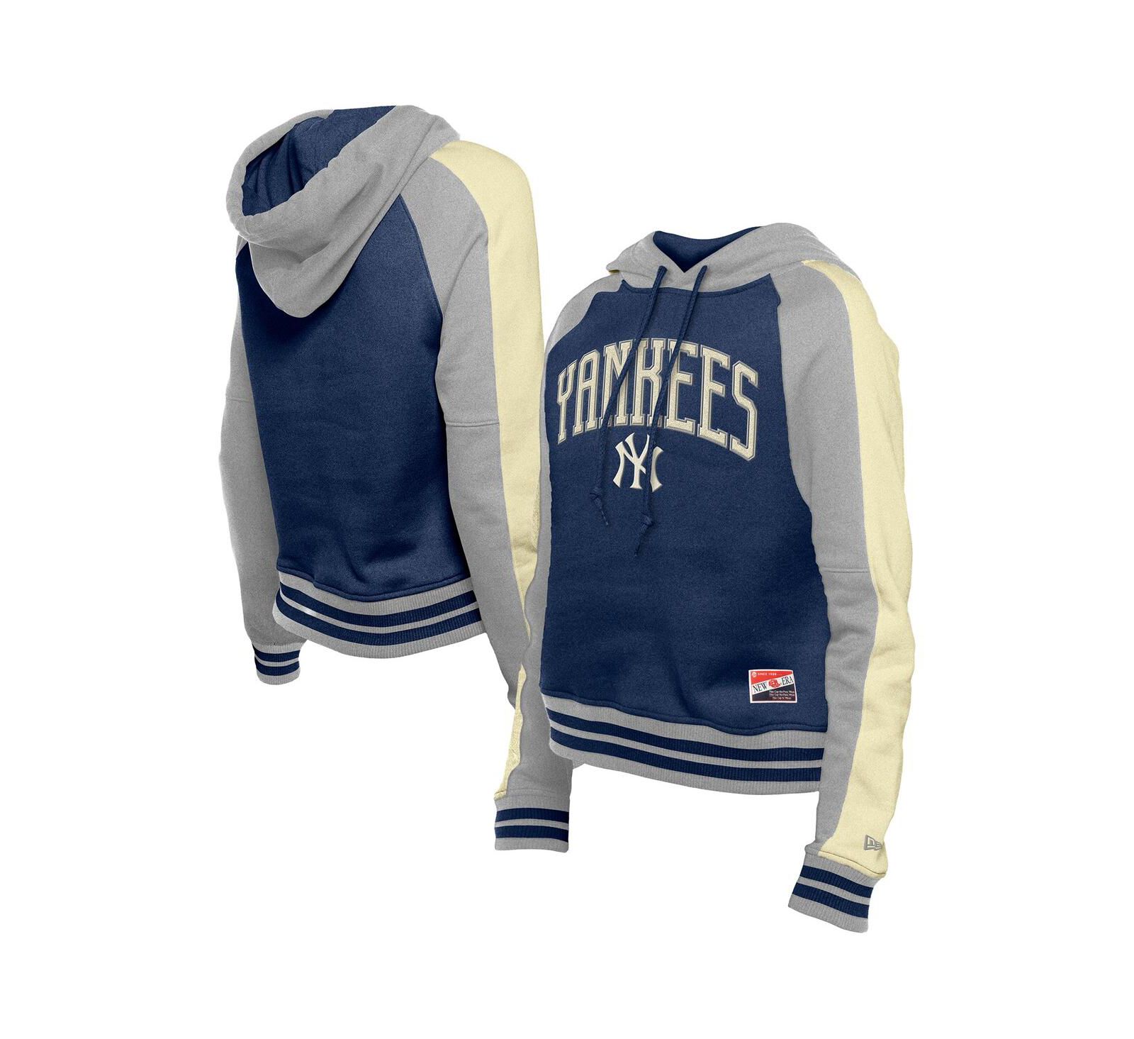 Женское худи New Era Navy New York Yankees Throwback Cropped Raglan Pullover