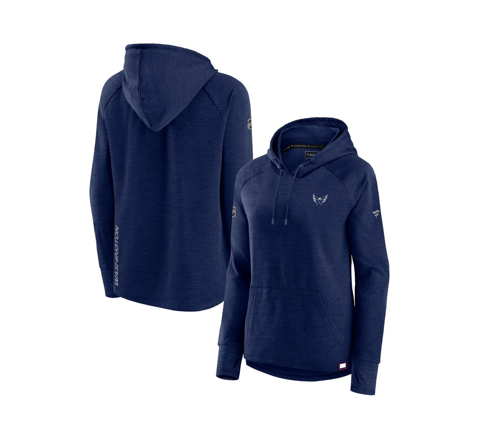 Худи Fanatics Women's Heather Navy Washington Capitals Authentic Pro Pullover