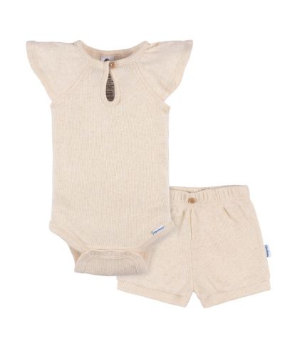 Детский комплект Gerber Baby Girls Flutter Sleeve Bodysuit and Shorts