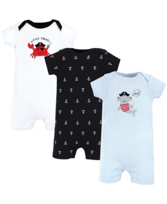 Hudson Baby Cotton Rompers, Pirate Shark