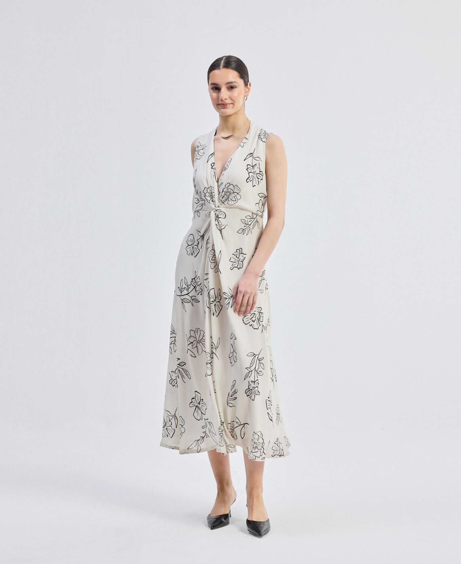 Женское платье Reistor Front Twist Maxi с цветочным принтом
