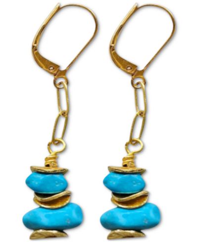 MINU Jewels серьги-подвески с бирюзой, линейный дизайн
