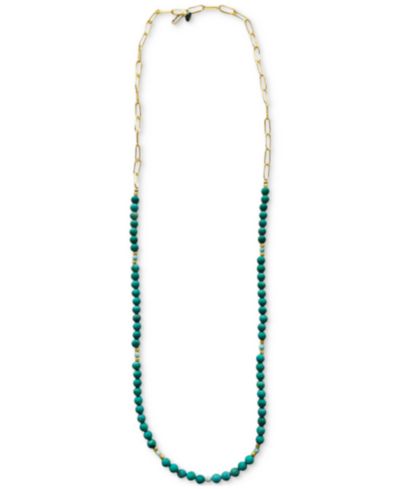 Колье MINU Jewels Gold-Tone Turquoise & Amazonite 30" Statement