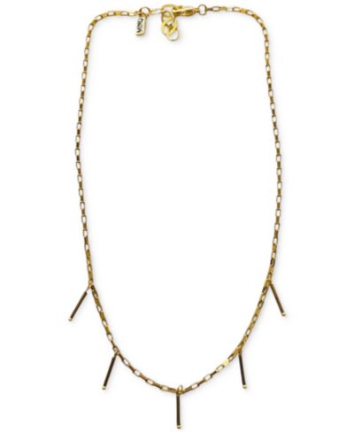 MINU Jewels Золотистое ожерелье-чокер с подвеской Bar, 16" + 1" удлинитель