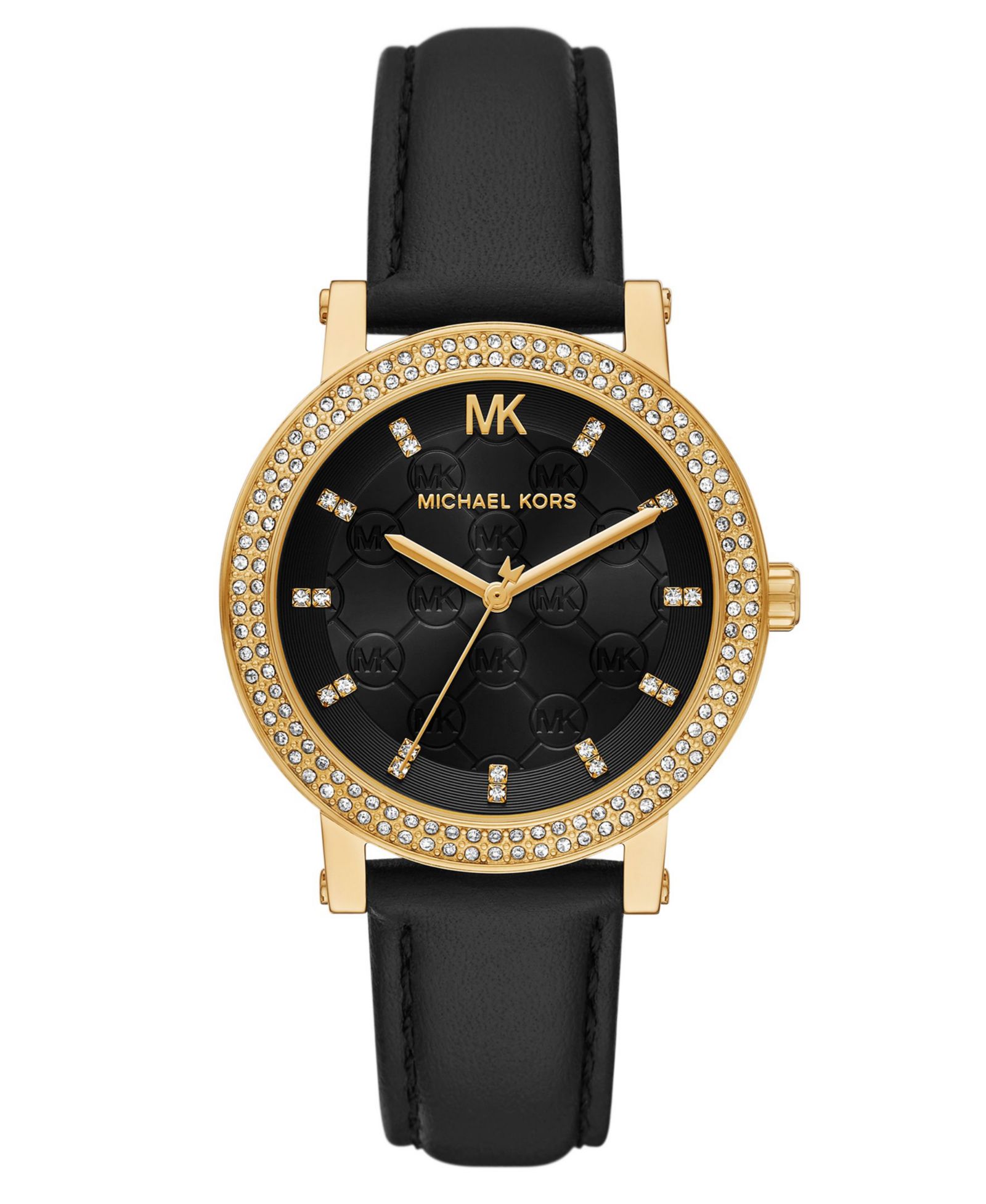 Женские часы Michael Kors Corey Three-Hand Black Leather Strap, 38mm