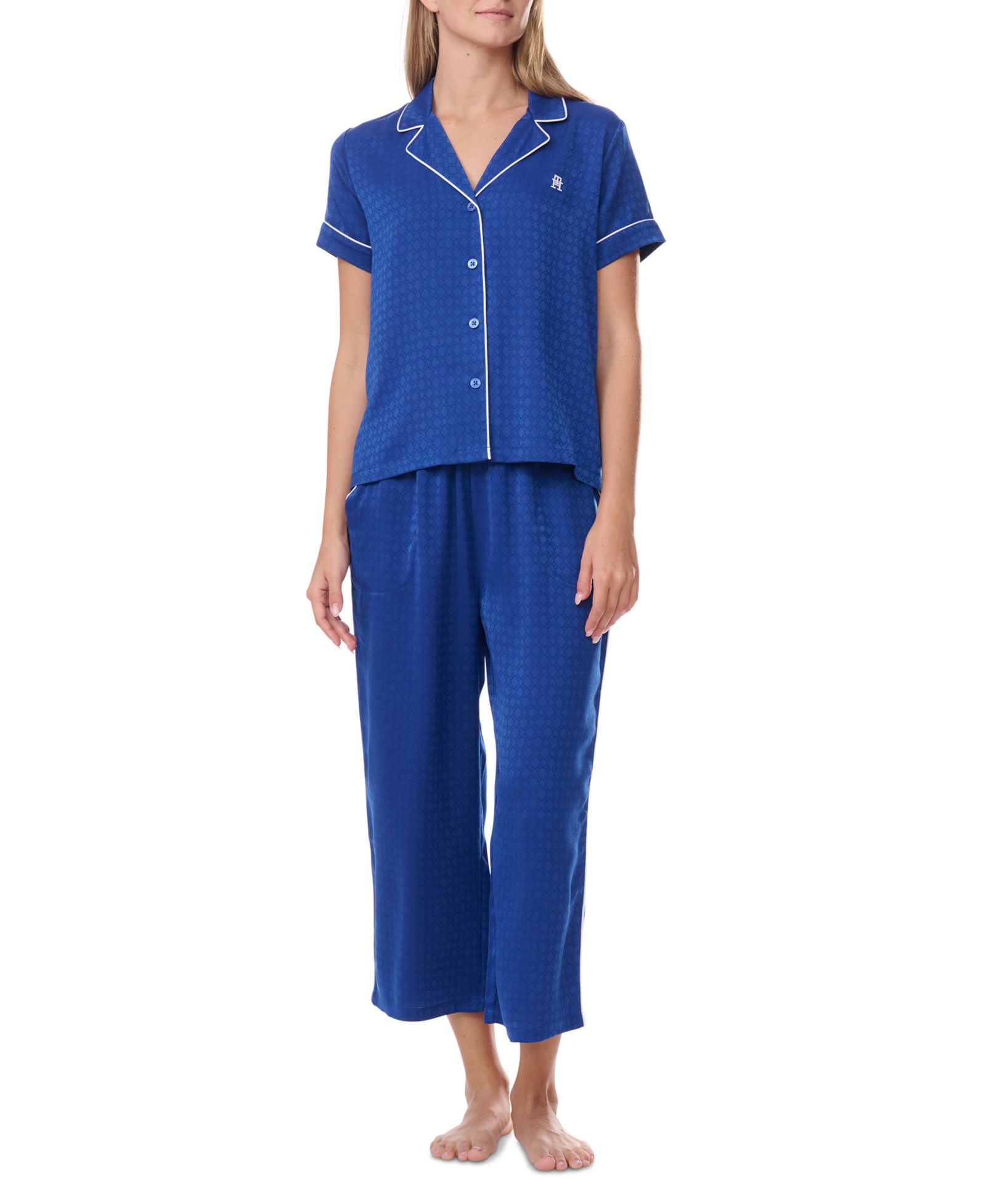 Tommy Hilfiger Women's 2-Piece Short Sleeve Notch Pajama Set